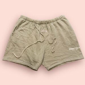 Essentials Fear of God Green Fleece Lined Drawstring Shorts